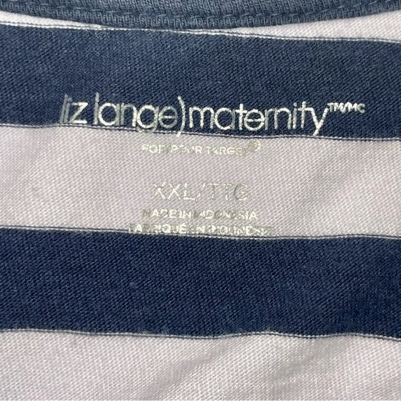 Liz Lange Maternity Blue Striped Short Sleeve Top | Size XXL - Picture 4 of 7